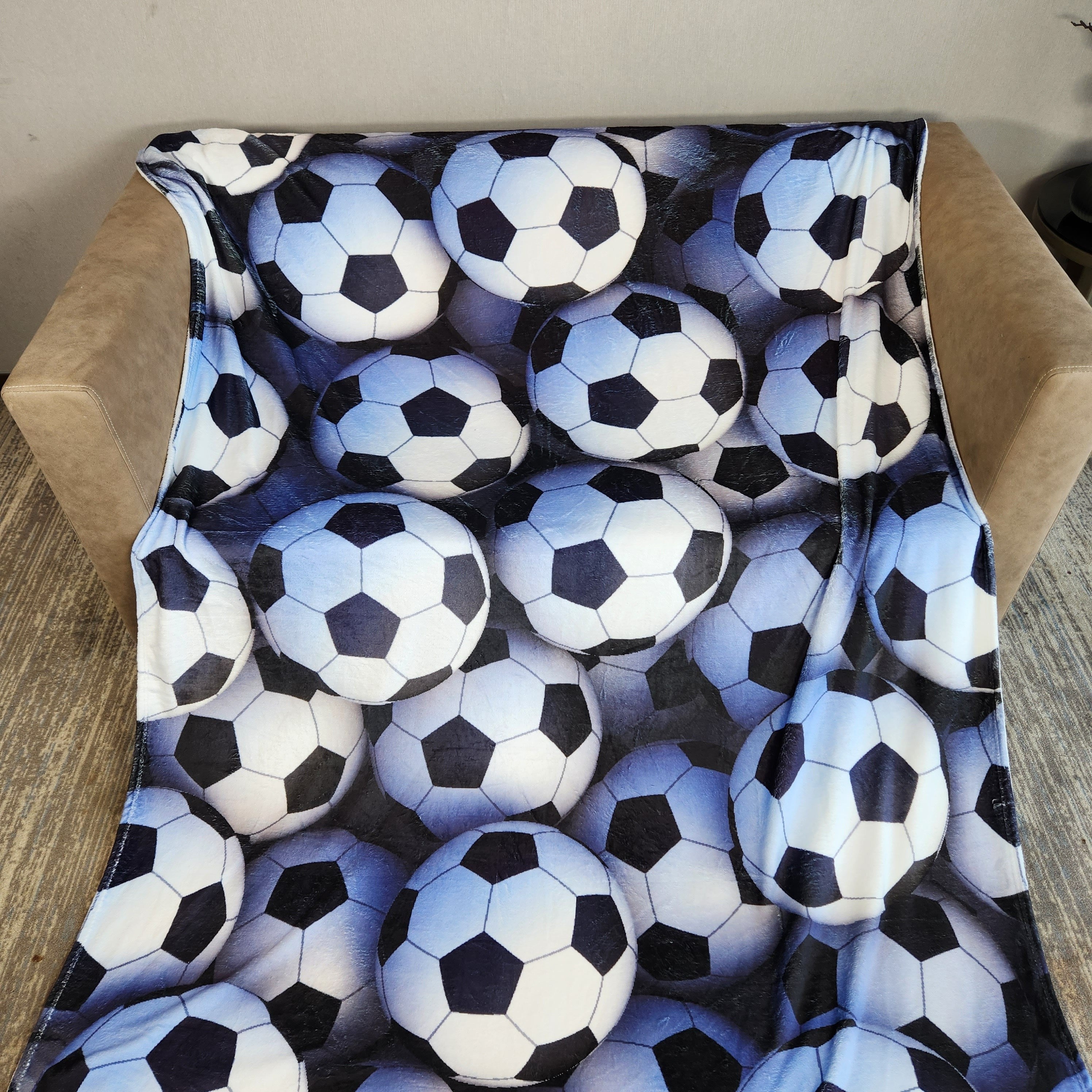 3D Football Print Flannel Blanket for Camping Office Sofa Nap