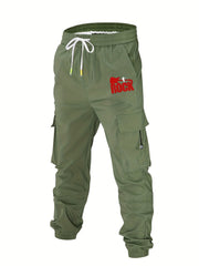 Rock Guitar Print Cargo Pants Men Flap Pocket Trousers