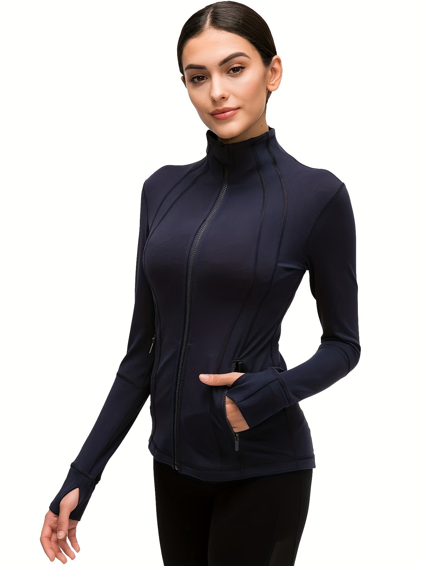 Women's Slim Fit Thermal Sports Track Jacket Full Zip Running Jacket