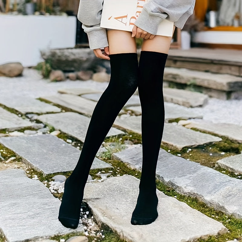 2 Pairs Thigh High College Style Over The Knee Socks Women's Stockings