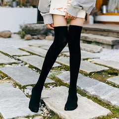 2 Pairs Thigh High College Style Over The Knee Socks Women's Stockings