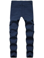 Men's Slim Fit Cargo Navy Jeans
