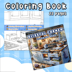 Cozy Corner Adult Coloring Book - 22 Thickened Pages - 20x20 cm - Deluxe Edition
