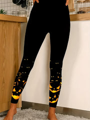 Halloween Leggings Women's Plus Funny Pumpkin Print Leggings