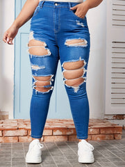 Cut Out Ripped Skinny Jeans