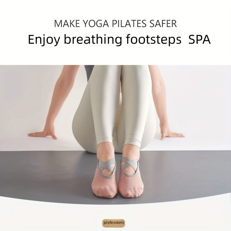 Women's Non Slip Yoga Socks with Extra Grip Cross Strap