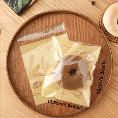 50 Self Adhesive Sealing Bakery Bags for Bread Croissants Biscuits