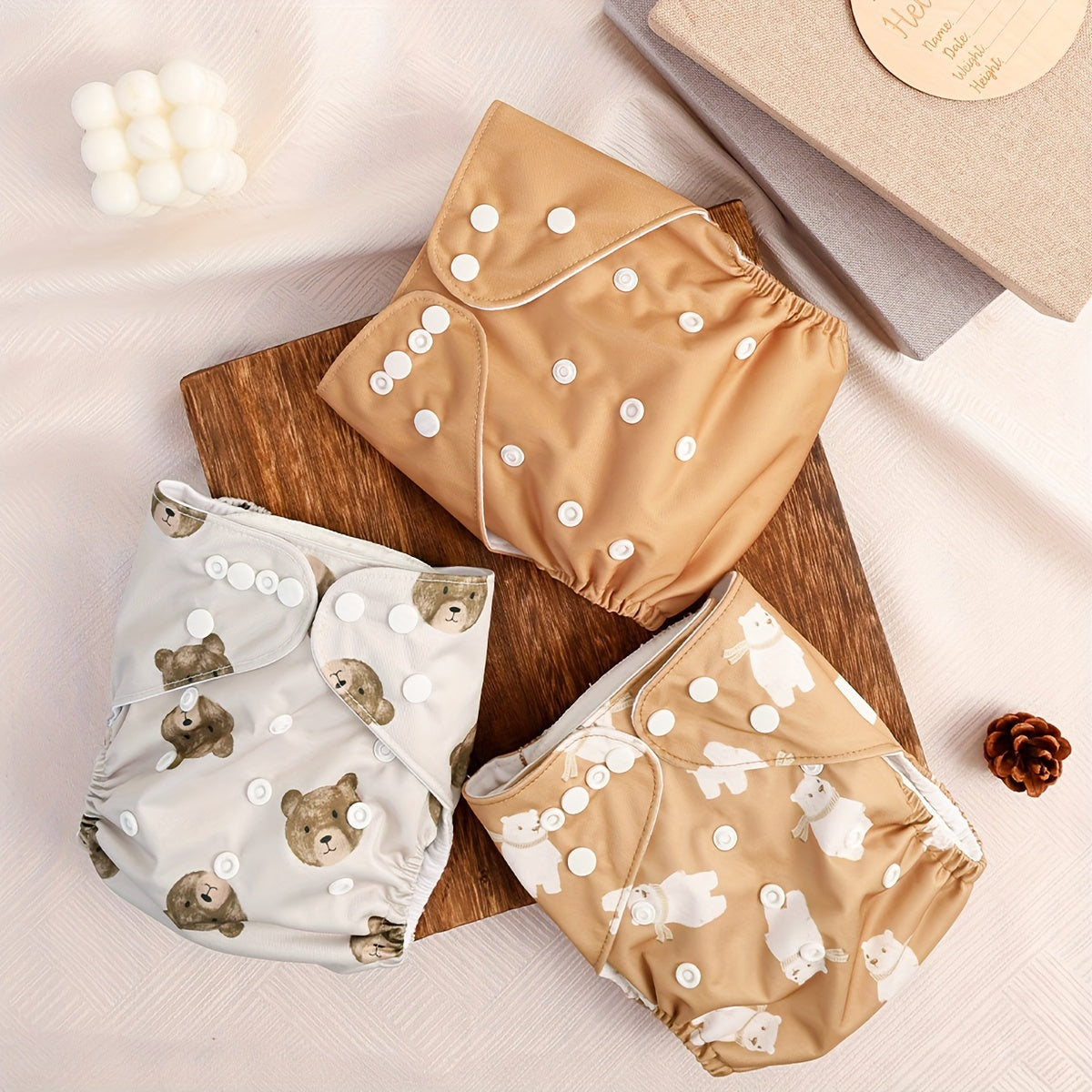 3pcs Soft Suede Cloth Reusable Washable Diapers Pockets Fits 6 33lbs