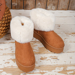 Women's Plush Lined Thermal Snow Boots Chunky Winter Warm Shoes