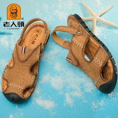 LAORENTOU Men's Stitched Closed Toe Non Slip Slippers