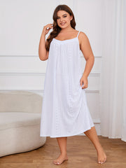 Nightdress Women's Plus Solid Embroidered Cami Sleep Dress