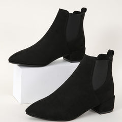 Women's Chunky Heel Short Boots Slip-On Chelsea Ankle Boots Low Heel Shoes