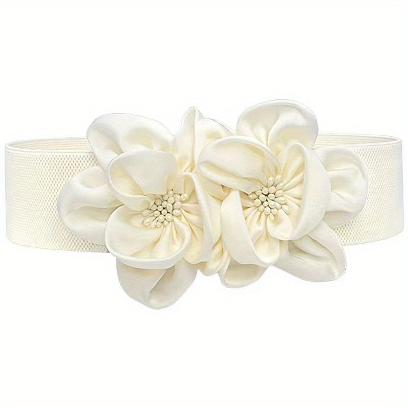 Double Flower Wide Girdle Solid Elastic Waistband