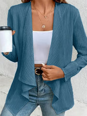 Solid Open Front Cardigan Long Sleeve Knit Outwear For Women