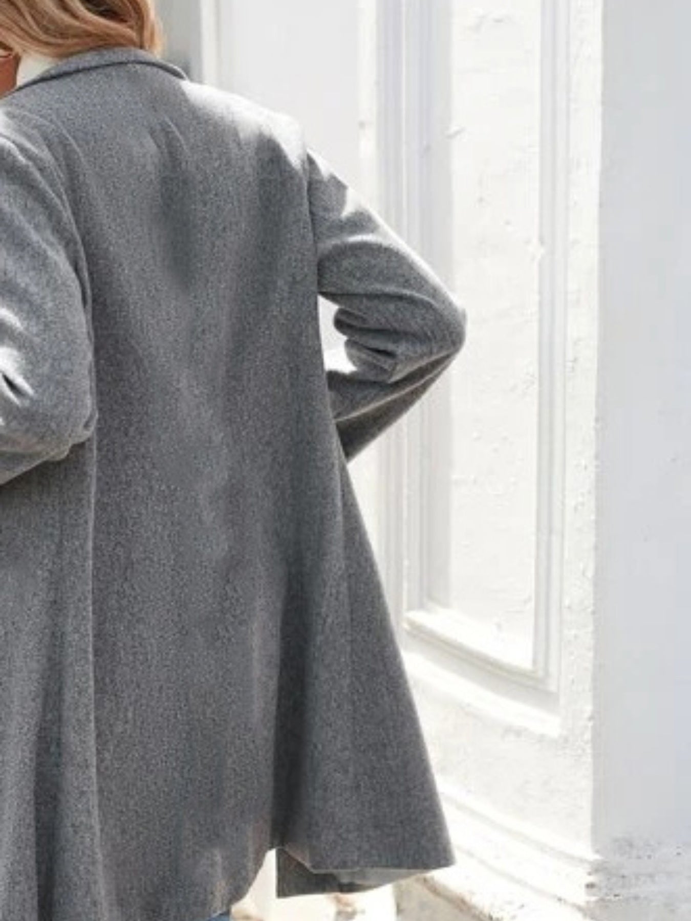 Double Breasted Lapel Overcoat Casual Long Sleeve Pockets Overcoat