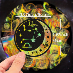 100pcs Zodiac Laser Stickers for DIY Water Bottles Laptops Phones