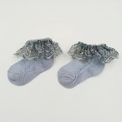 4Pairs Baby Girls Lace Ruffle Ankle Socks for Summer