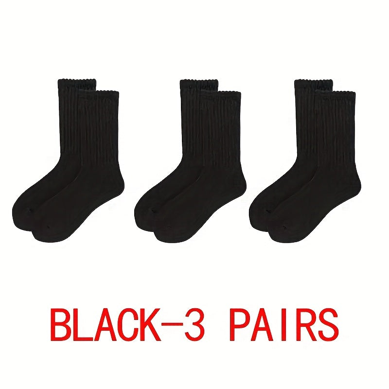 3 Pairs Solid Mid Tube Sports Socks Women's Stockings