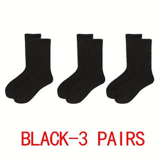 3 Pairs Solid Mid Tube Sports Socks Women's Stockings