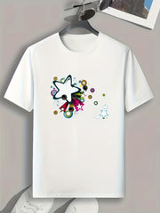 Star Pattern Print Men's Comfy Sports T shirt Graphic Tee