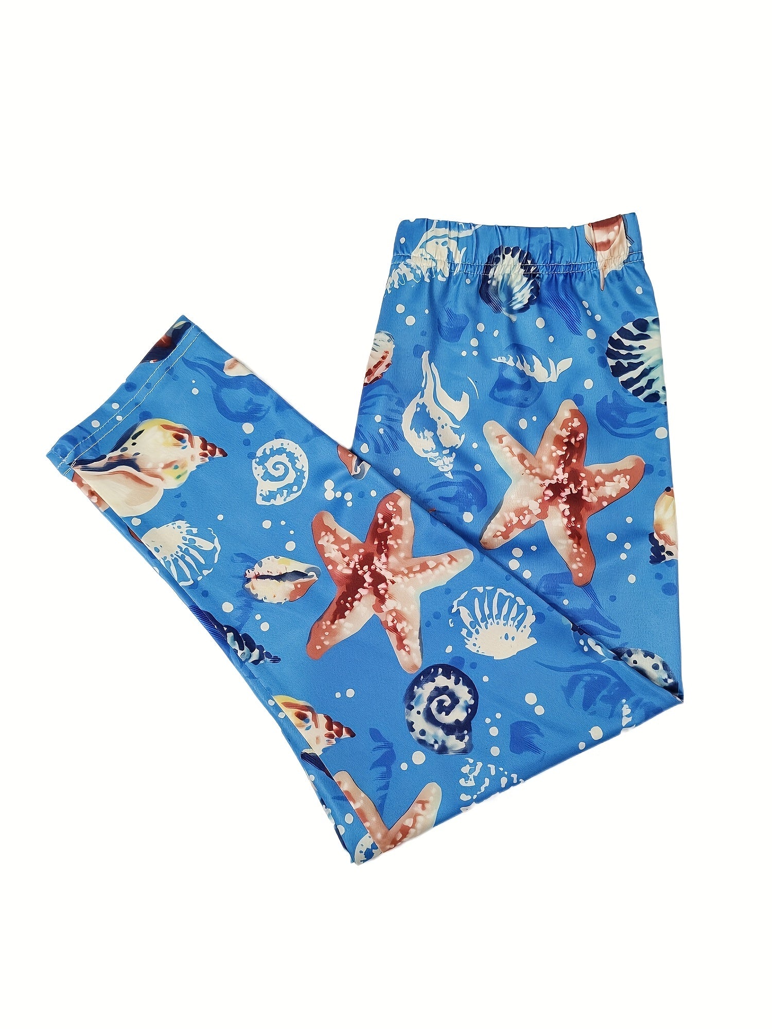 Ocean Print Skinny Capris Leggings for Women