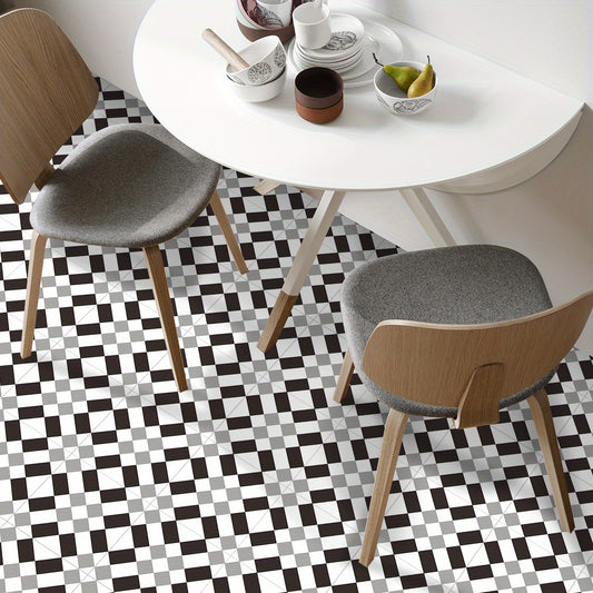 9pcs Gray Geometric Floor Tile Sticker Waterproof Vinyl Matte Floor Sticker
