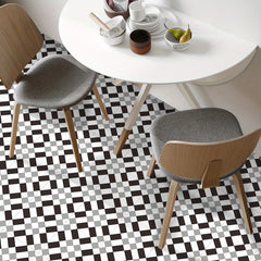 9pcs Gray Geometric Floor Tile Sticker Waterproof Vinyl Matte Floor Sticker
