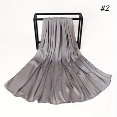 Satin Crinkle Hijab Solid Scarf Casual Turban Large Shawl Head Wraps Women