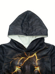 3D Lightning Lion Pattern Hoodie Boy's Outdoor Sweatshirt