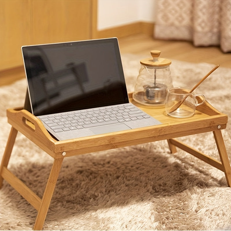 Bamboo Bed Tray Table Foldable Legs Breakfast Laptop Desk