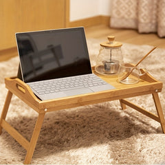 Bamboo Bed Tray Table Foldable Legs Breakfast Laptop Desk