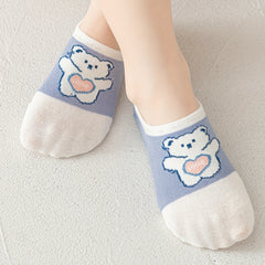 5pairs Bear Strawberry Kids Non-slip Silicone Ankle Socks