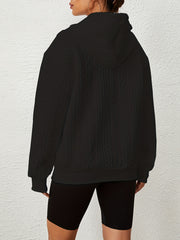 Solid Texture Hoodie Long Sleeve Sweatshirt