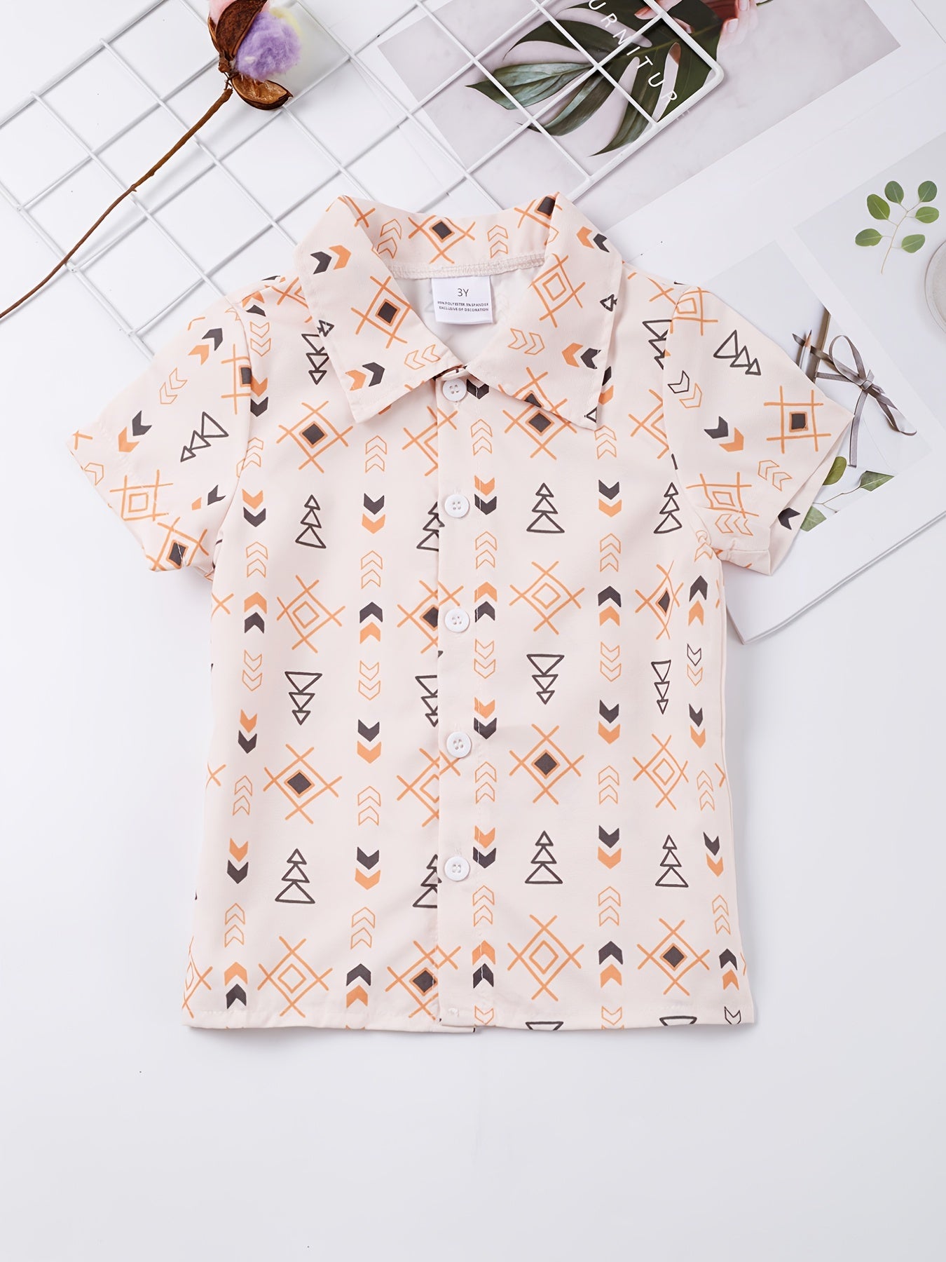 Boys Symbols Shirt Short Sleeves Button Casual Summer Kids Clothes