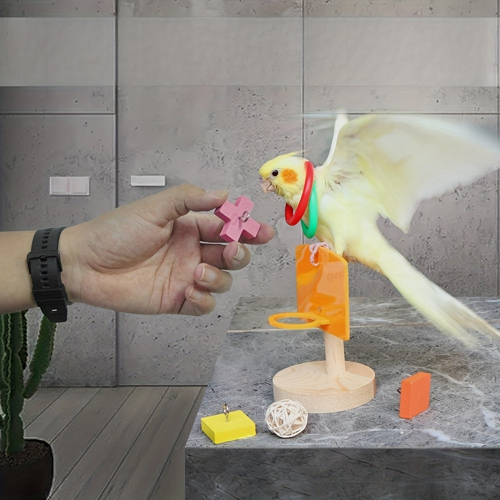 Parrot Mini Basketball Toy Set Educational Training Stand Perch