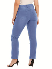 Women's Plus Washed Ripped High Stretch Jeans
