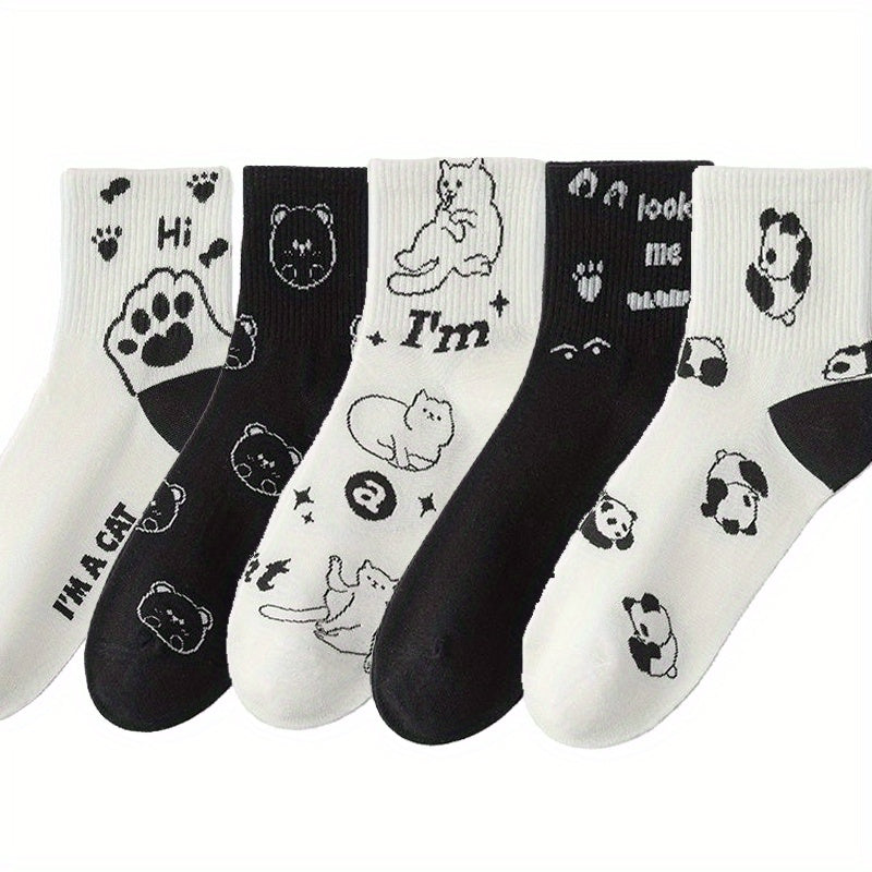 5 Pairs Girls Cartoon Animal Socks Cotton Crew Children s Socks