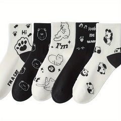 5 Pairs Girls Cartoon Animal Socks Cotton Crew Children s Socks