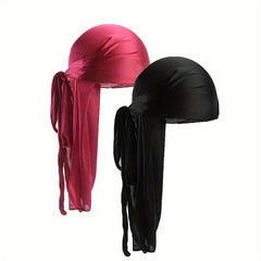2pcs Bandana Pirate Hat Silk Durag Turban Hijab Hat For Men Women
