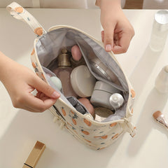 Large Capacity Double Layer Toiletry Bag with Brush Pouch