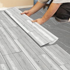10pcs Gray Wood Peel & Stick Tiles 15x88 Waterproof for Bath & Kitchen