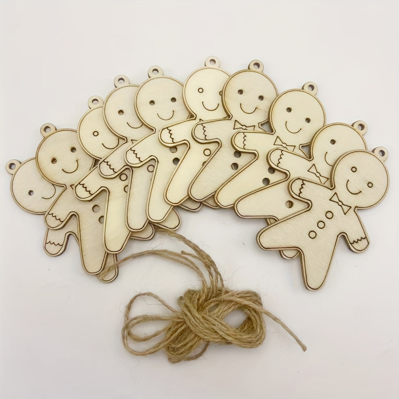 10pcs Wooden Christmas Decorations Boy DIY Natural Wood Chips