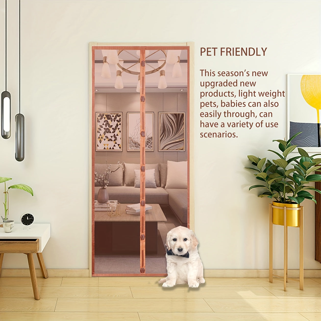 Coffee Brown Magnetic Screen Door Keep Bugs Out Let Breeze In