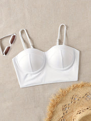 Ribbed Backless Stretch Bikini Top