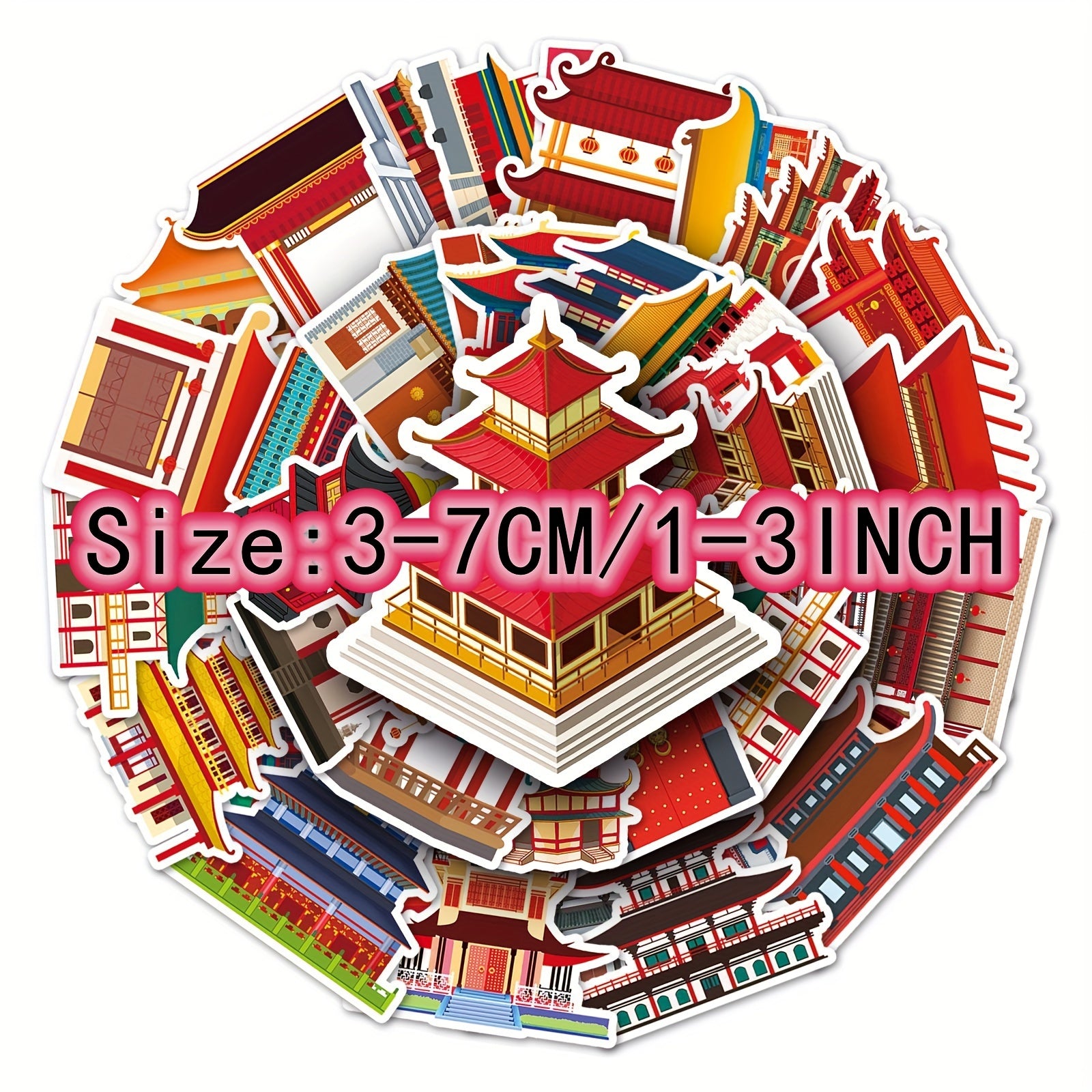 50pcs Chinese Ancient Architecture Mortise And Tenon Stickers