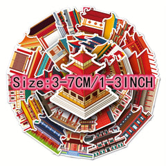 50pcs Chinese Ancient Architecture Mortise And Tenon Stickers