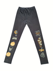 Halloween Print Skinny Leggings Butt Lifting Stretchy Leggings Women's Clothing