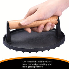 Durable Cast Iron Meat Press Plate for BBQ and Grilling