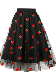 Floral Print Mesh High Rise A line Plus Size Skirt