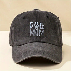 Unisex Sunshade Adjustable Baseball Cap With DOG MOM Embroidery